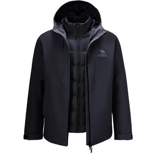 骆驼鹅绒冲锋衣羽绒服男女款三合一可拆卸2026秋冬新款保暖外套男