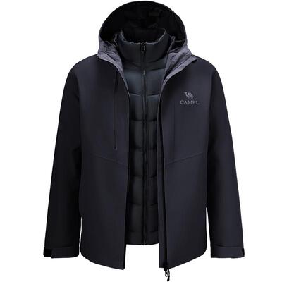 骆驼鹅绒冲锋衣羽绒服男女款三合一可拆卸2026秋冬新款保暖外套男