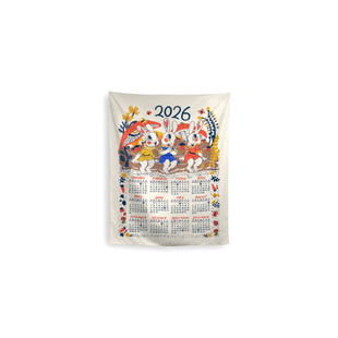 马吉吉自制 2026年新年复古兔子布艺日历田园挂历挂布背景布定制