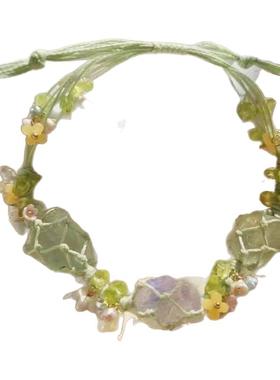 手链女编绳超仙森系小花环编织新款轻奢ins小众设计感学生党手绳