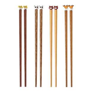 可爱动物家用练习筷小孩宝宝筷学习训练儿童筷子无漆木筷子