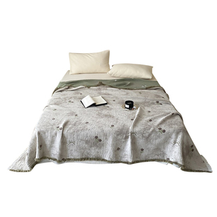 全棉毯子四层纱布提花盖毯多功能夏凉被空调薄被子纯棉毛巾被披肩