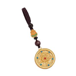 朴房古法金五福圆满汽车钥匙扣挂件高档男财神平安防丢挂绳挂饰女