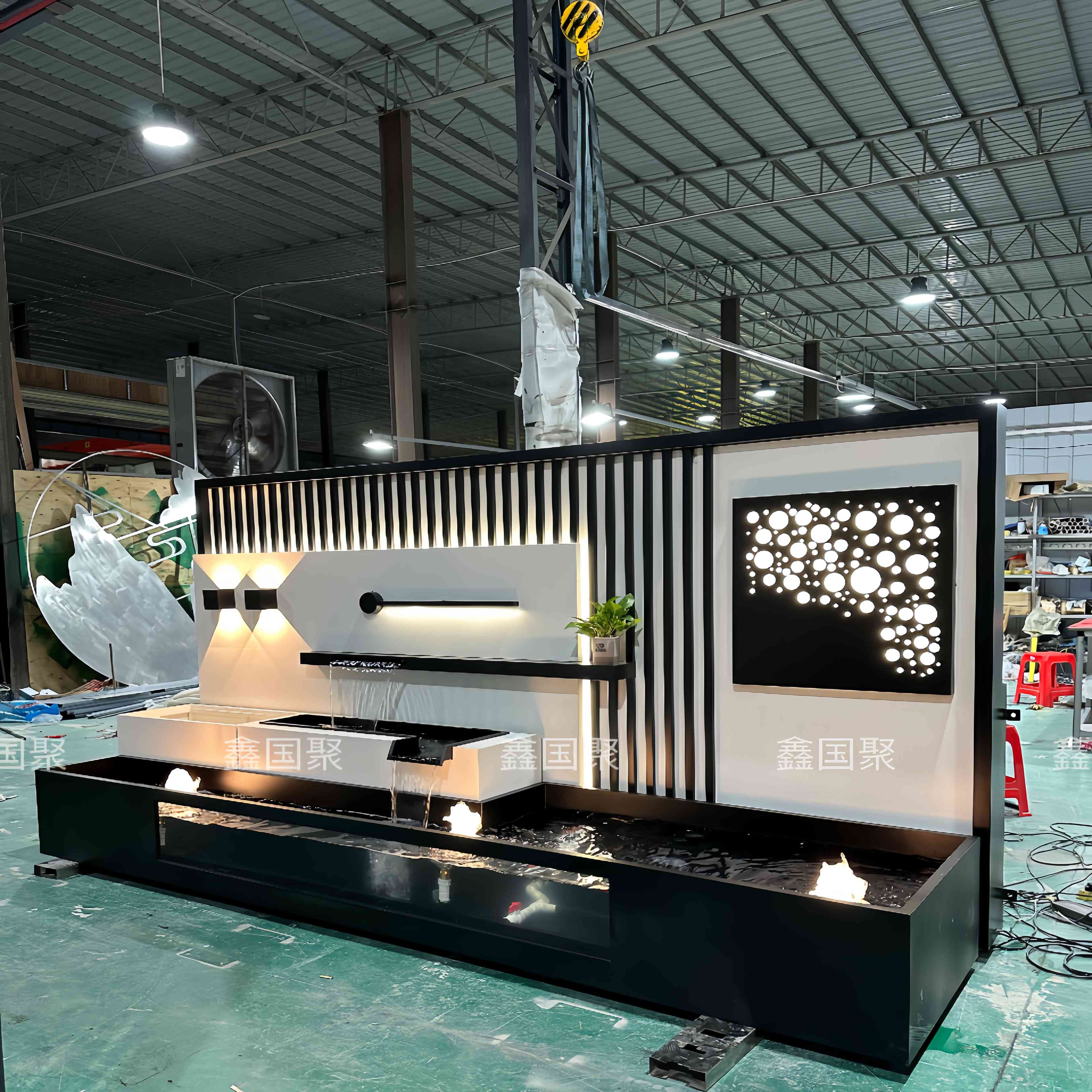 不锈钢流水影壁墙庭院户外农村小院别墅新中式装饰背景墙屏风隔断