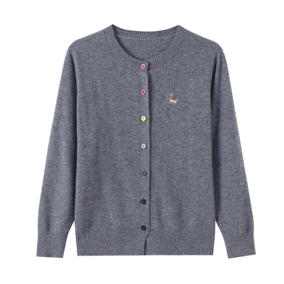 恒源祥秋冬纯羊毛衫女针织开衫妈妈装中老年宽松外搭显年轻洋气女