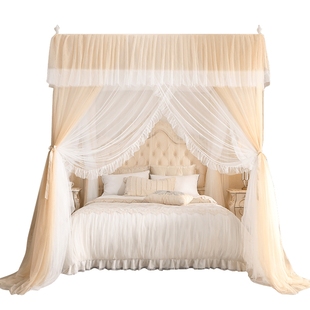 宫廷落地蚊帐家用卧室高级支架三开门2025新款床幔公主风1米8床帐