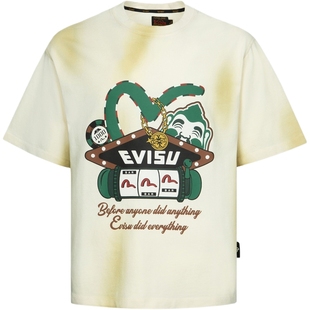 EVISU 福神男士佛头老虎机印花超宽松休闲短袖T恤