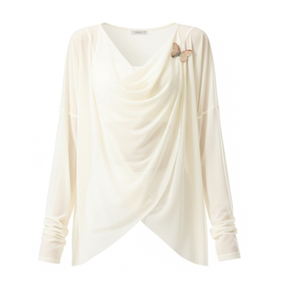 3564舞蹈服女古典白色飘逸宽松网纱形体练功中国长袖成人跳舞上衣