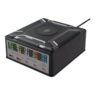 桌面充电站氮化镓多口充电器260W无线插头PD快充手机笔记本电脑多孔充电器排插座手机通用无线充TypeC接口