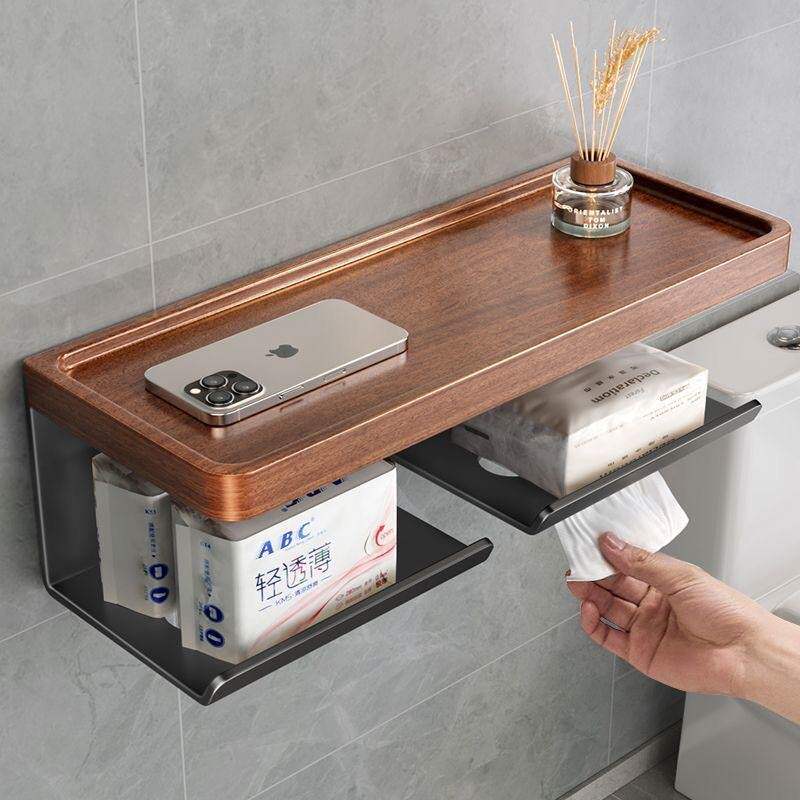 胡桃木卫生间厕纸盒浴室厕所洗手纸巾盒卫生纸免打孔置物架手纸盒