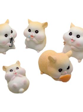 微缩动物模型卡通可爱贪吃小仓鼠树脂手办仿真公仔微景观桌面摆件