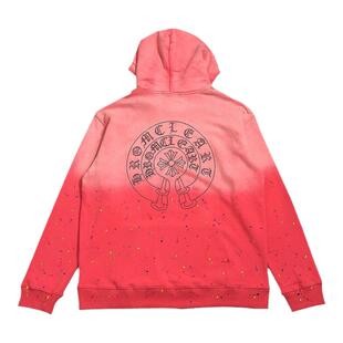 潮十字架做旧洗水炒雪花渐变泼墨烫钻连帽衫宽松休闲情侣马蹄卫衣