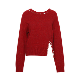 DPLAY2026年春季新款红色毛衣女含羊毛新年本命年气质针织衫上衣