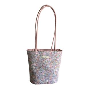 米歇尔粉小众设计单肩包女水桶包托特包手提高级感liberty碎花ins