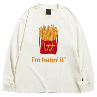 Remedy国潮秋季新款子弹薯条休闲上衣体恤美式街头潮牌长袖T恤男