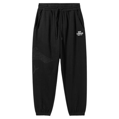 BOYLONDON黑色百搭休闲抽绳卫裤2026春夏新款男女束脚裤N15012