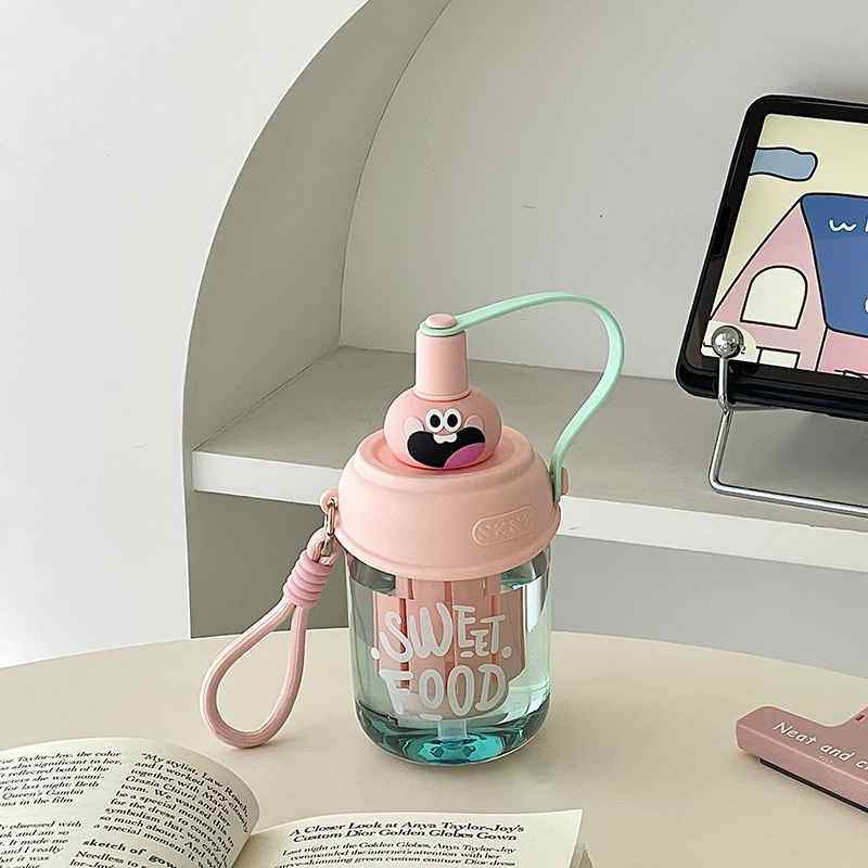 渐变色新款夏天多巴胺可爱高颜值女便携吸管塑料耐高温防摔水杯子