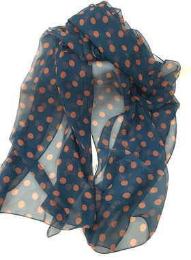 乔其纱波点丝巾女士围巾冬季长款