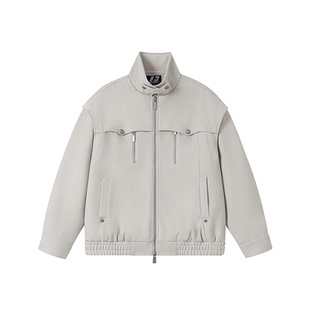 FORNINES复古翻领毛呢外套男款潮牌春秋季情侣宽松呢料工装夹克女