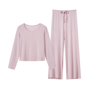 【罗纹假日-圆领长袖】伊维斯莫代尔睡衣套装女可外穿抗菌家居服