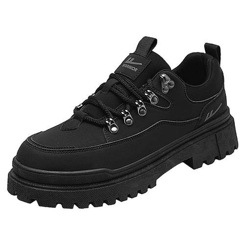 回力冬季男鞋休闲英伦低帮工装运动防滑上班工作劳保板鞋黑色皮鞋