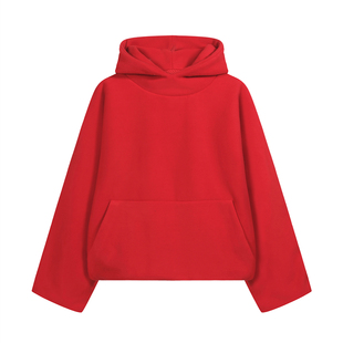 YEEZY美式高街KANYE侃爷复古纯色男女宽松休闲廓形双层连帽衫卫衣