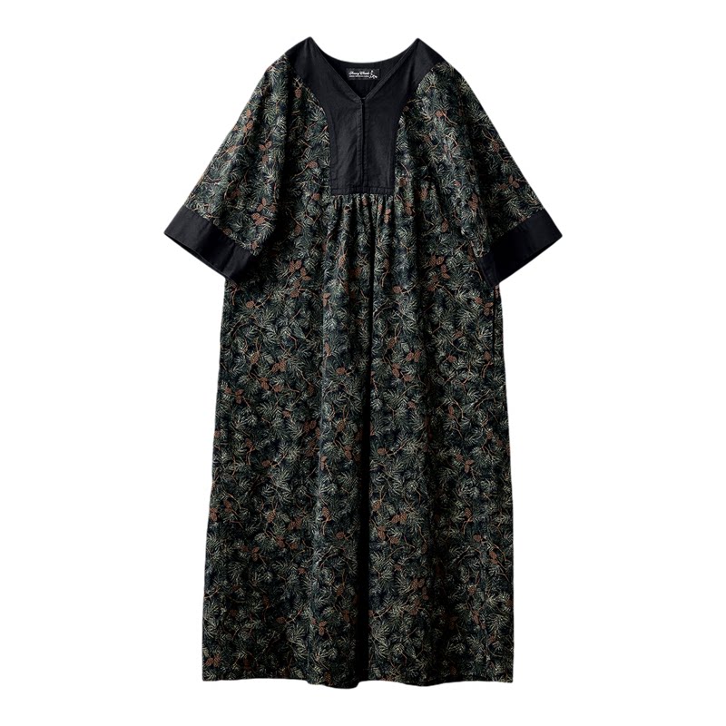 秋季新品 桑妮库拉/Sunny clouds 女式纯棉松果印花卡夫坦连衣裙