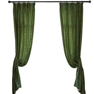 玫瑰园美式乡村仿真丝绣花中式窗帘定制甄嬛传红楼梦同款（绿色）