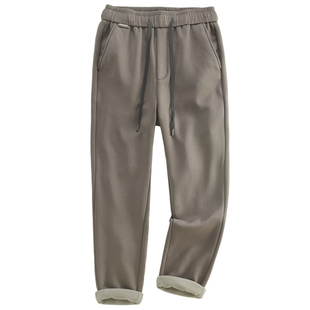 汉絮冬季抓绒保暖宽松锥形卫裤男款高弹松紧腰通勤休闲直筒长裤男