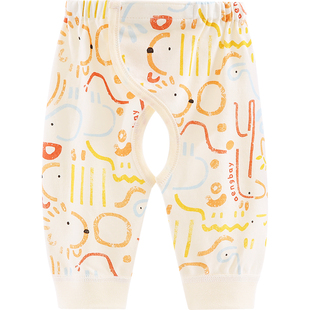 Aengbay新生儿裤子春秋款a类纯棉长裤魔术贴婴幼儿秋裤宝宝开裆裤