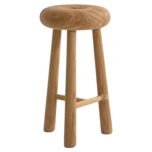 中古风全实木小户型简约吧椅法式样板间家用高脚椅复古吧台椅