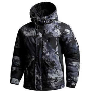 迷彩大衣男款冬季保暖加厚棉袄网格面料户外工作棉服棉衣耐脏耐磨