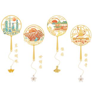 （有版权）上海东方明珠书签世博园静安寺金属定制创意旅游纪念品
