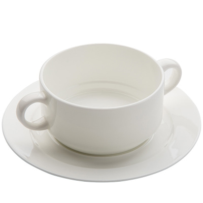 创意隔水炖盅双耳罗宋纯白骨质瓷