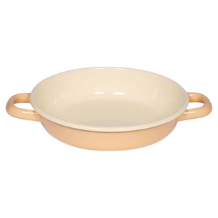 奥地利制造百年经典Riess手工搪瓷双耳煎蛋锅平底锅复古黄色18cm