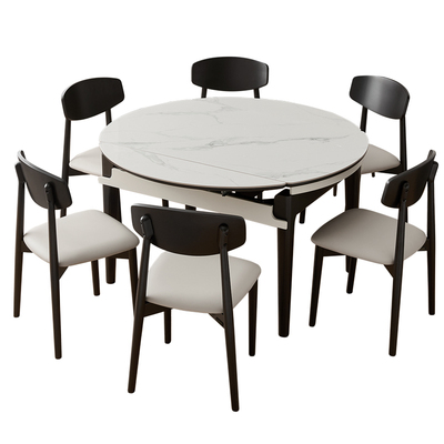 全友家居可伸缩功能岩板餐桌椅