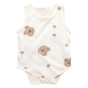 婴儿小背心吊带夏天衣服薄款0一3月满月宝宝衣服夏天6一12月A类