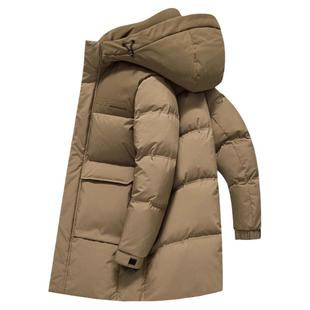 鸭鸭爸爸冬装羽绒服男款中长款加厚2024新款中老年可脱卸帽外套