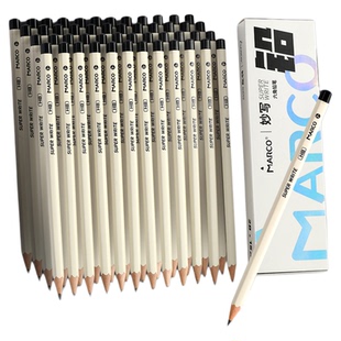 Marco马可一年级学生时尚三角杆笔黑木六角幼儿园二年级小学生专用文具学习用品儿童铅笔带橡皮擦无铅毒HB/2B