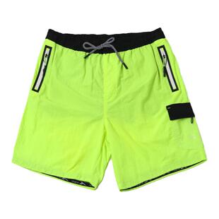 外贸儿童沙滩泳裤荧光绿速干男童大童男孩泳裤亮色沙滩裤夏带内网