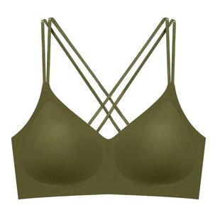 青子菁交叉美背无痕内衣女无钢圈舒适薄款光面3d软支撑文胸不溜肩