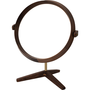 梵瀚黑胡桃木化妆镜台式桌面镀银高清大镜面卧室简约复古梳妆镜子