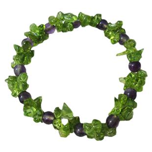 天然橄榄石紫水晶白水晶石榴石黄水晶玛瑙手链手串女款儿童款手饰