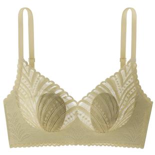 舒氧大胸显小内衣女薄款透气无痕软支撑乳胶杯垫蕾丝无钢圈文胸罩