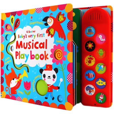 英文原版绘本Baby'S Very First Touchy Feely Musical Play Book纸板触摸发声书 翻翻书 Usborne出品
