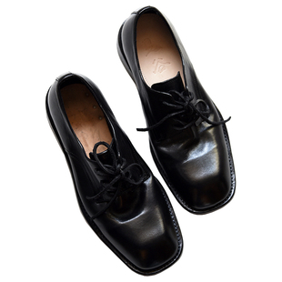 昱谷®vibe薄底小方头单鞋 颓废洗水固特异Derby 摩登中古小皮鞋