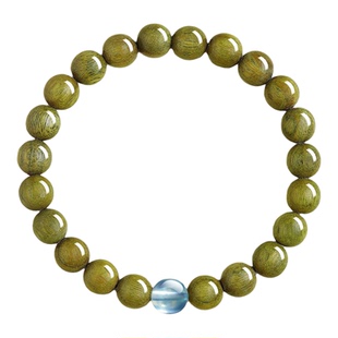 普陀山天然绿檀木手串海蓝宝转运珠女款手链念珠盘玩文玩男士水晶