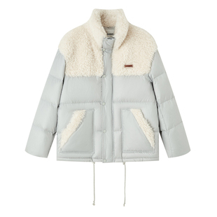 SOMESOWE羽绒服羊羔毛拼接设计立领百搭外套2025冬季新款官方授权