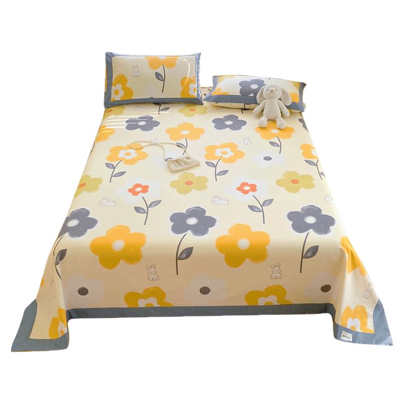 A类卡通老粗布床单单件纯棉100全棉宿舍单双人儿童被单三件套亚麻