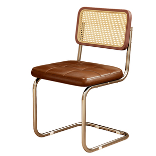 椅子家用加厚不锈钢靠背椅轻奢新款简约高级中古风塑料藤编餐桌椅